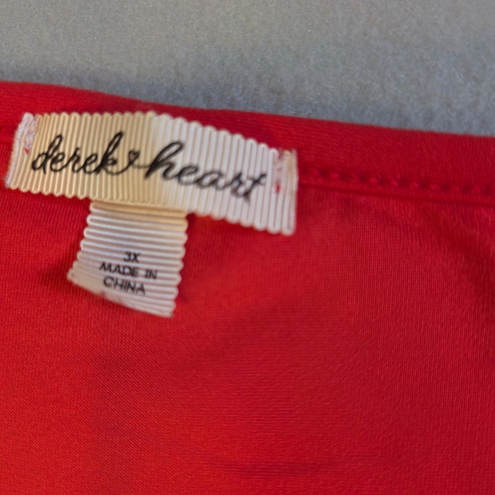 Derek Heart Womens Red Short Sleeve Scoop Neck T-Shirt Dress Size 3X - Picture 3 of 8